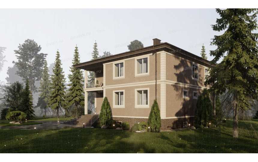 Проект квадратного двухэтажного дома с размерами 13 м на 13 м - P304