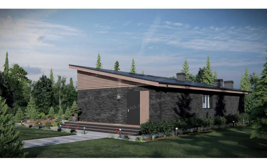Проект углового одноэтажного дома в современном стиле - P292