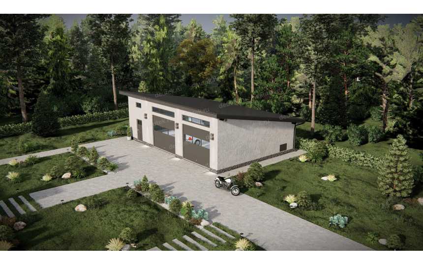 Проект двухместного гаража в стиле минимализм - P242-3