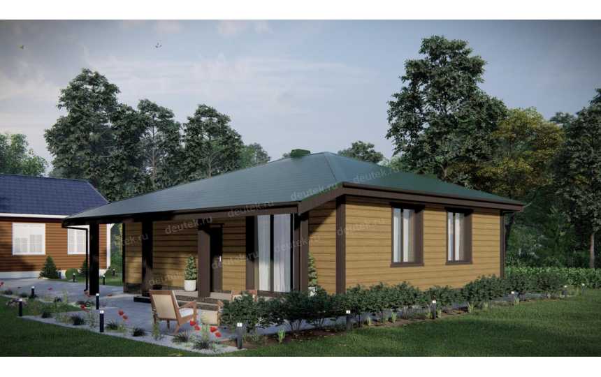 Проект бани с парной и зоной барбекю с размерами 11 м на 11 м - P258-1