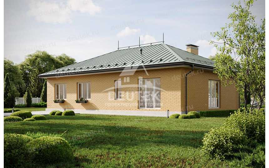 Проект узкого одноэтажного дома с кабинетом - LK-298