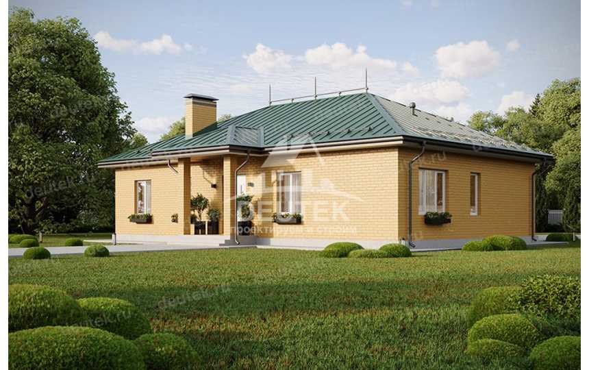 Проект узкого одноэтажного дома с кабинетом - LK-298