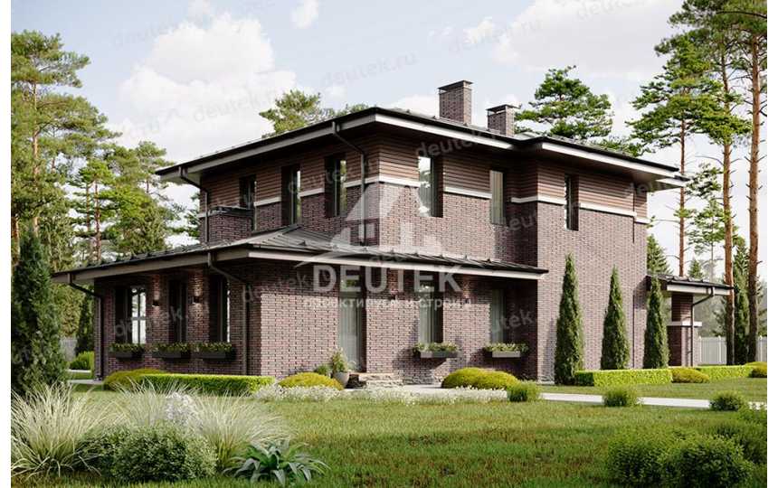 Проект узкого двухэтажного дома с большими окнами и тренажерным залом - LK-299