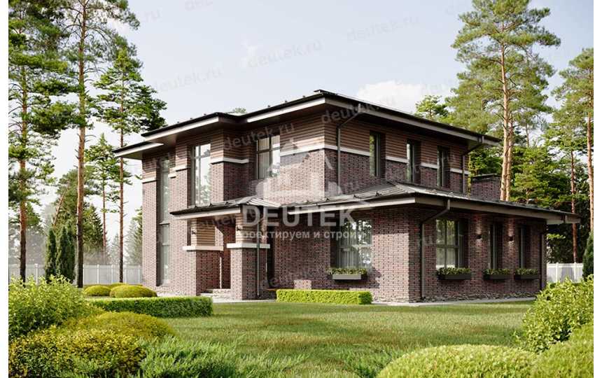 Проект узкого двухэтажного дома с большими окнами и тренажерным залом - LK-299