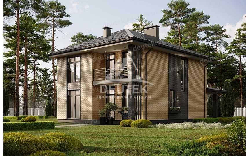 Проект узкого двухэтажного дома с большими окнами - LK-304