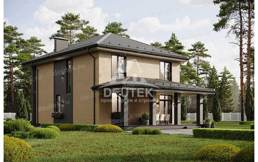Проект узкого двухэтажного дома с большими окнами - LK-304