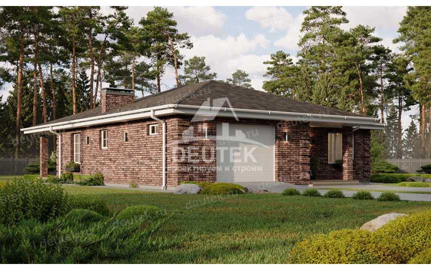 Проект загородного одноэтажного дома с двухместным гаражом - LK-306