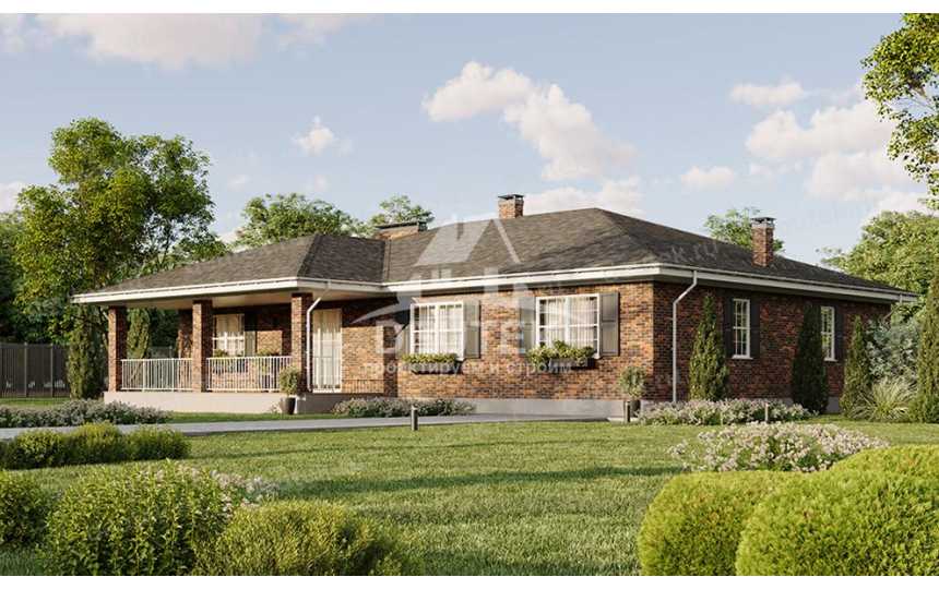 Проект квадратного одноэтажного дома с одноместным гаражом - LK-307