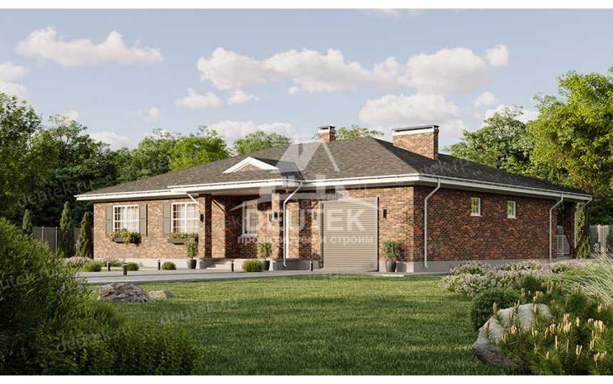 Проект квадратного одноэтажного дома с одноместным гаражом - LK-307