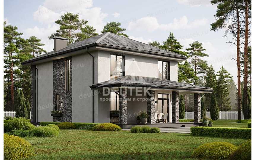 Проект загородного двухэтажного дома с большими окнами - LK-319