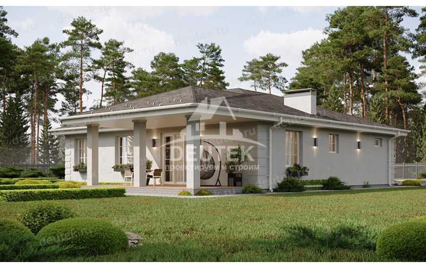 Проект жилого одноэтажного дома с гаражом - LK-320