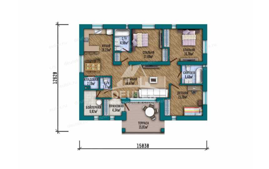 Проект жилого одноэтажного дома с площадью до 150 кв м - LK-321