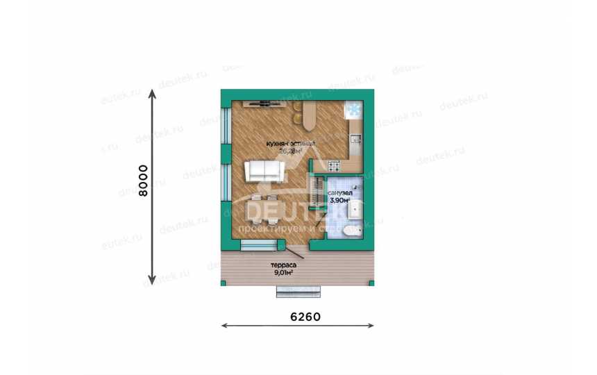 Проект небольшого одноэтажного домика для отдыха - LK-325