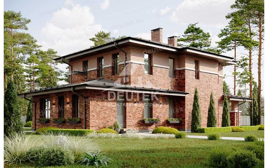 Проект узкого двухэтажного дома с большими окнами и тренажерным залом - LK-327