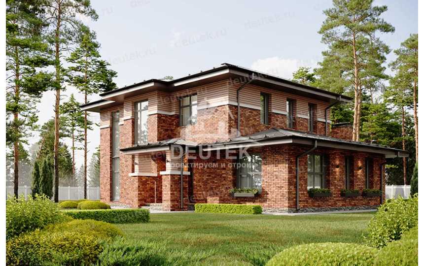 Проект узкого двухэтажного дома с большими окнами и тренажерным залом - LK-327