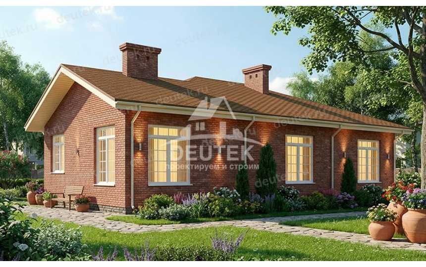 Проект узкого одноэтажного дома с тремя спальнями - LK-329