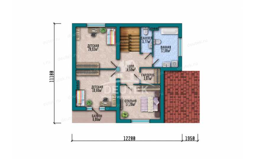 Проект жилого двухэтажного дома с большими окнами - LK-332