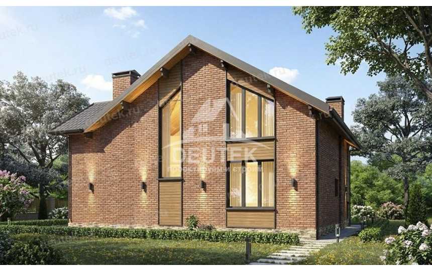 Проект жилого двухэтажного дома с большими окнами - LK-332