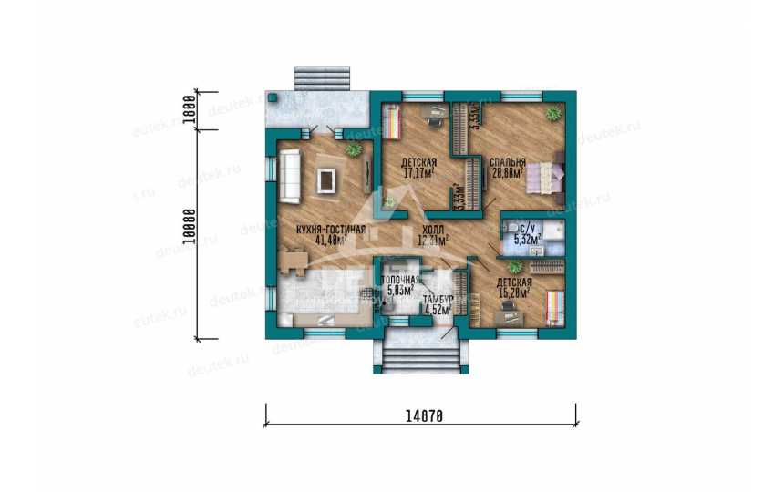 Проект жилого одноэтажного дома с площадью до 150 кв м - LK-333