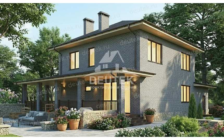 Проект дачного двухэтажного дома с одноместным гаражом - LK-336