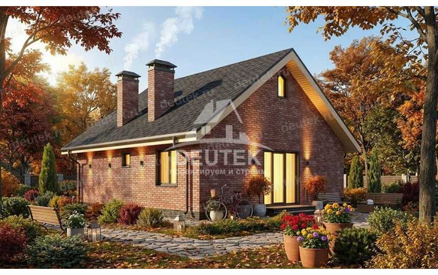Проект квадратного одноэтажного дома с одной спальней - LK-343