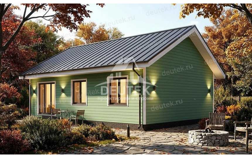 Проект дачного одноэтажного дома с двумя спальнями - LK-346