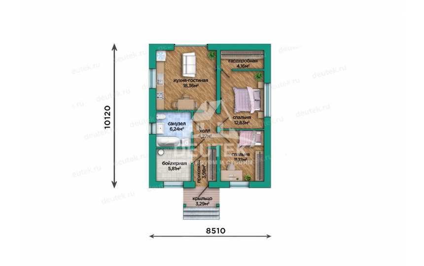 Проект жилого одноэтажного дома с площадью до 100 кв м - LK-347