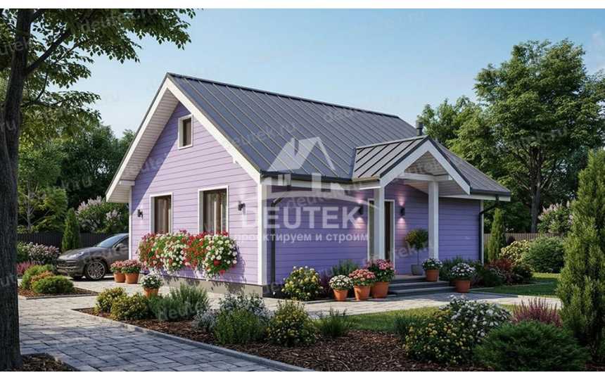 Проект квадратного одноэтажного дома с размерами 7 м на 7 м - LK-349