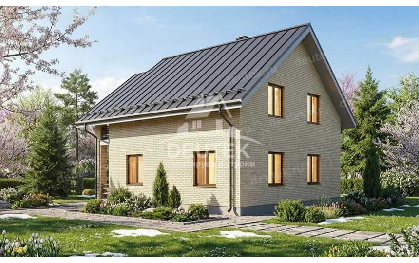 Проект квадратного двухэтажного дома с мансардой - LK-352