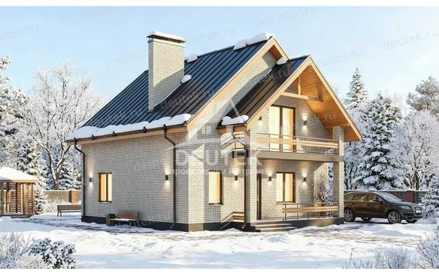 Проект квадратного двухэтажного дома с мансардой - LK-352