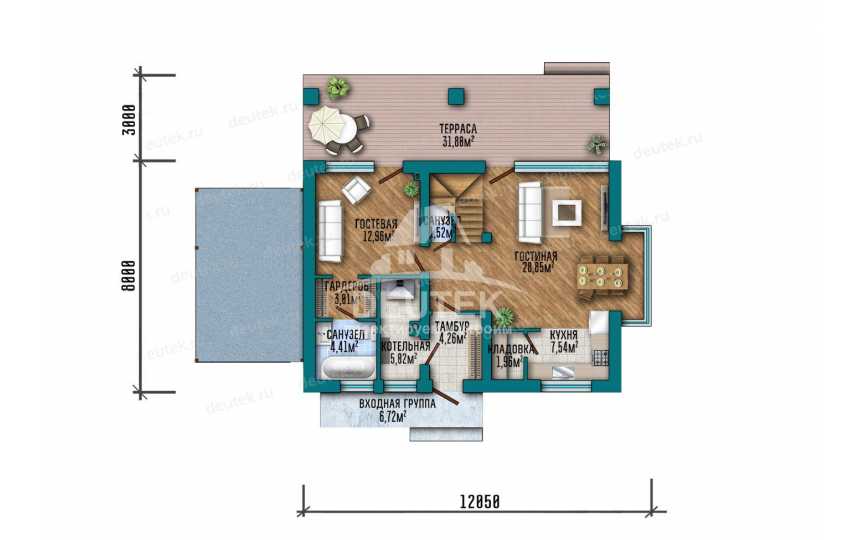 Проект узкого двухэтажного дома из газобетона - LK-357