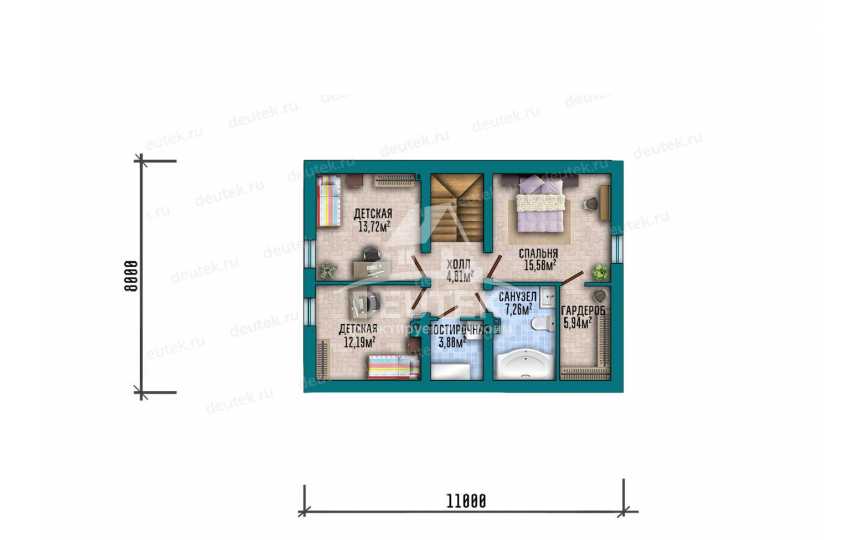 Проект узкого двухэтажного дома из газобетона - LK-357