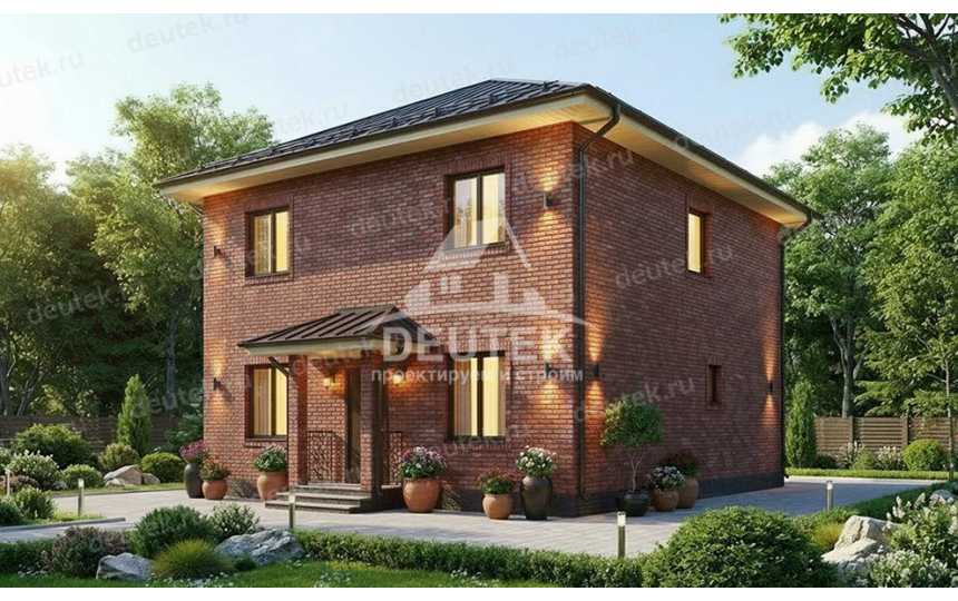 Проект квадратного двухэтажного дома с тремя спальнями - LK-358