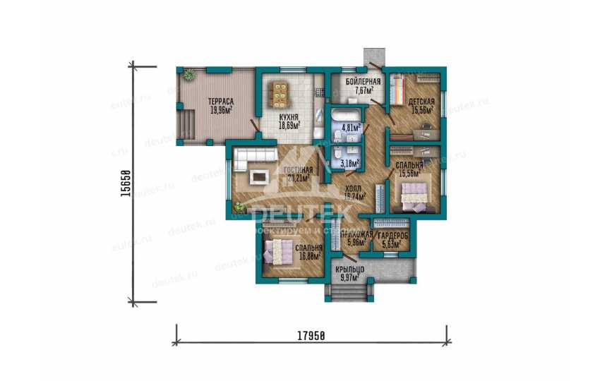 Проект загородного одноэтажного дома с площадью до 150 кв м - LK-359