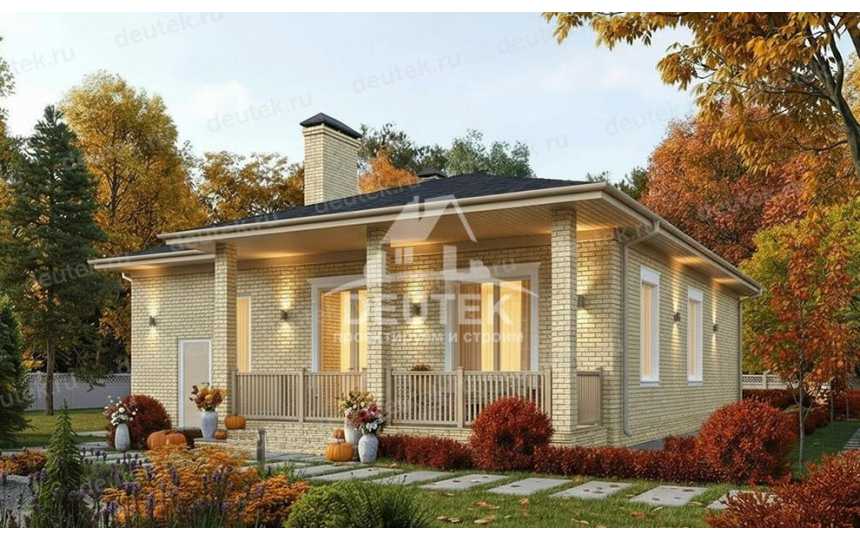 Проект загородного одноэтажного дома с одноместным гаражом - LK-366