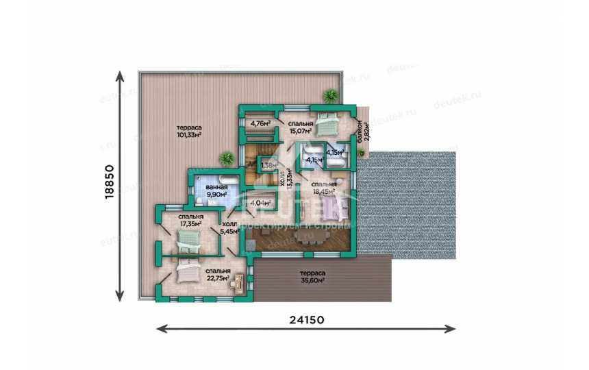 Проект современного трехэтажного дома с бассейном, сауной и гаражом - LK-369