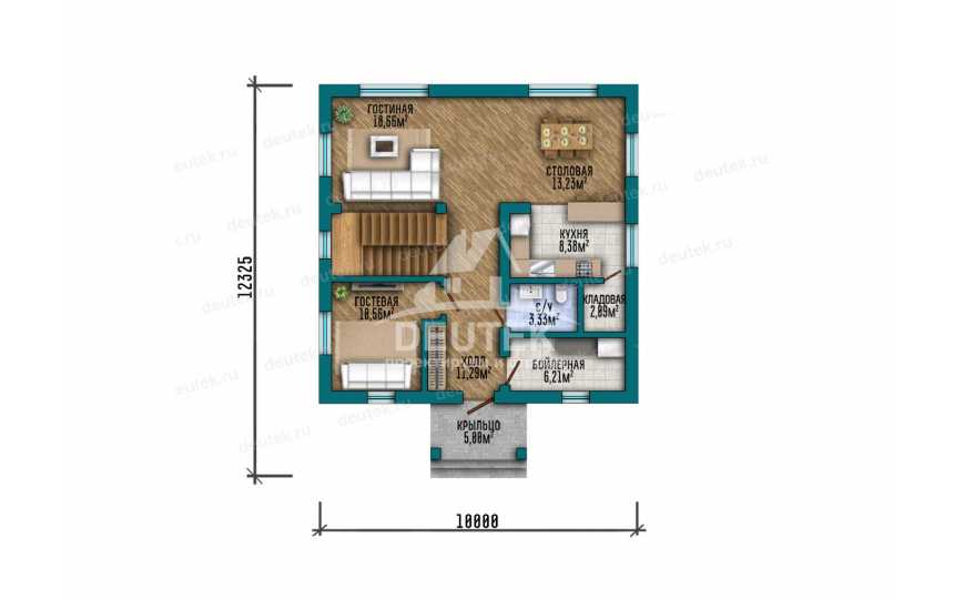 Проект дачного двухэтажного дома из газобетона - LK-370