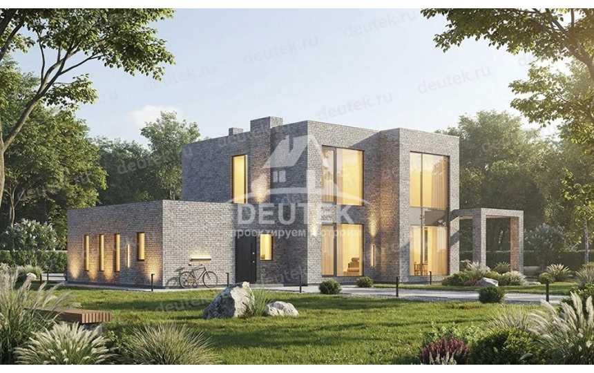 Проект стильного двухэтажного дома с двухместным гаражом - LK-374