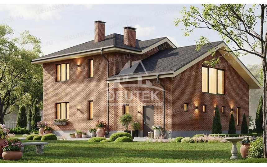 Проект загородного двухэтажного дома с одноместным гаражом и зимнем садом - LK-378