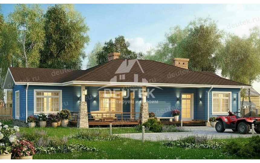 Проект узкого одноэтажного дома в европейском стиле - LK-383