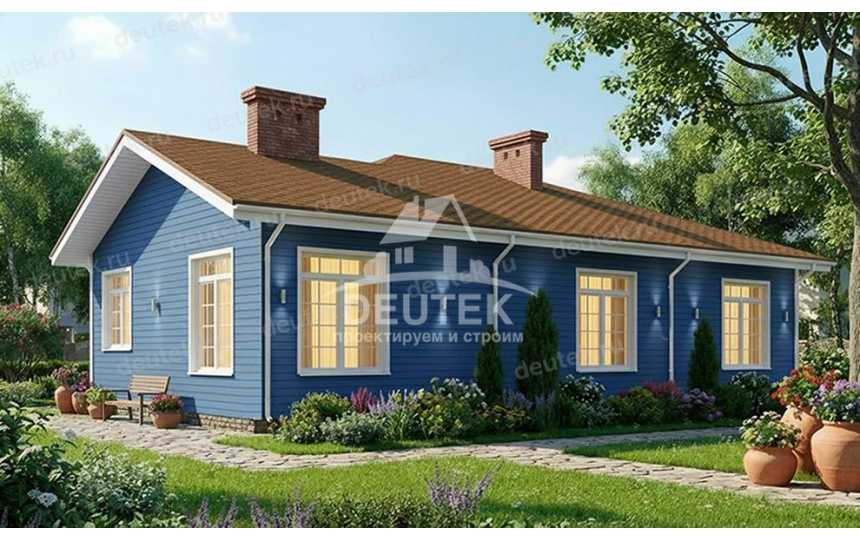 Проект узкого одноэтажного дома в европейском стиле - LK-383