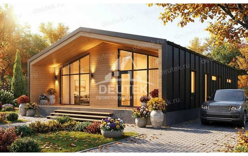 Проект узкого двухэтажного дома с одноместным гаражом - LK-418