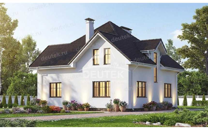 Проект квадратного двухэтажного дома с размерами 11 м на 11 м - LK-446
