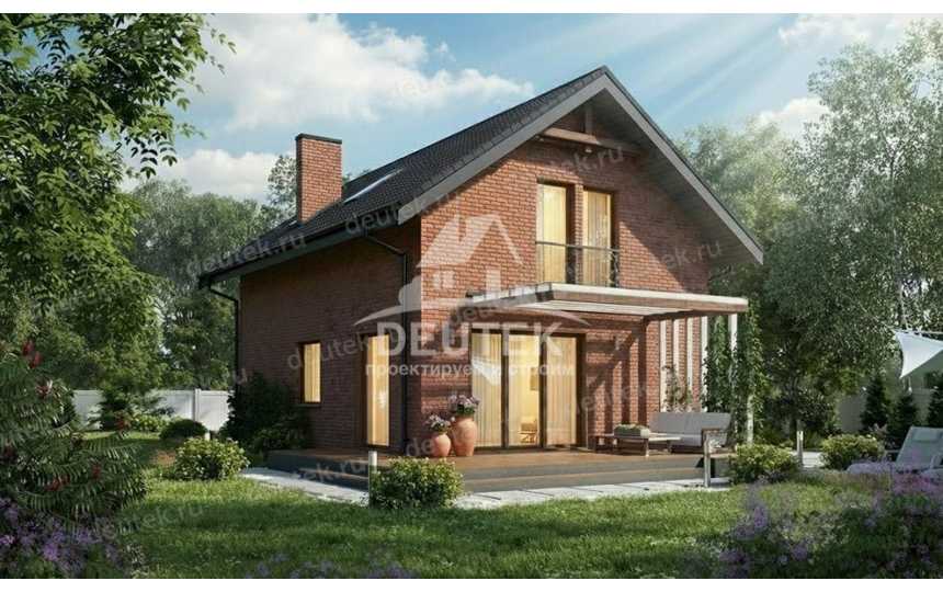 Проект узкого двухэтажного дома с мансардой - LK-478
