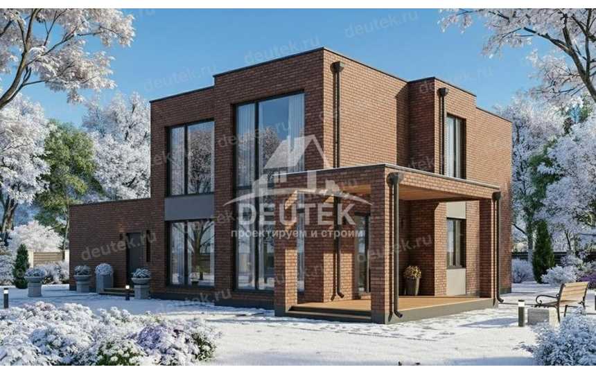 Проект загородного двухэтажного дома с двухместным гаражом - LK-496