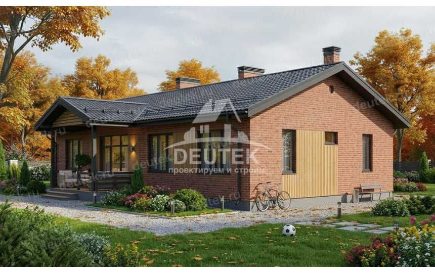 Проект узкого одноэтажного дома с размерами 18 м на 14 м - LK-533