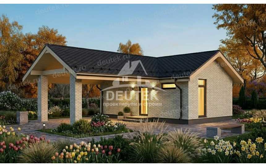 Проект компактного гаража 37,71 м² с навесом для автомобиля 31,72 м² — гараж 27,8 м² и хозяйственное помещение - LK-541