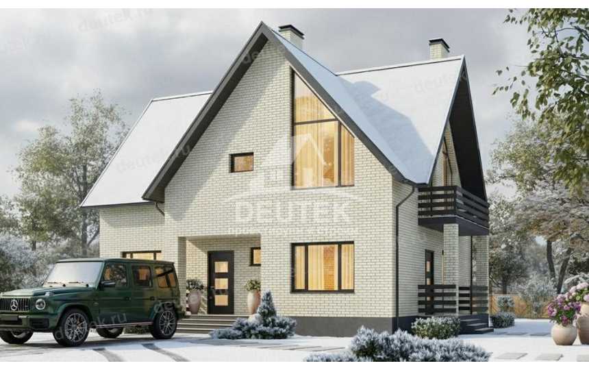 Проект дома с мансардой 150,91 м² — 4 спальни, большая терраса и современный фасад - LK-543 