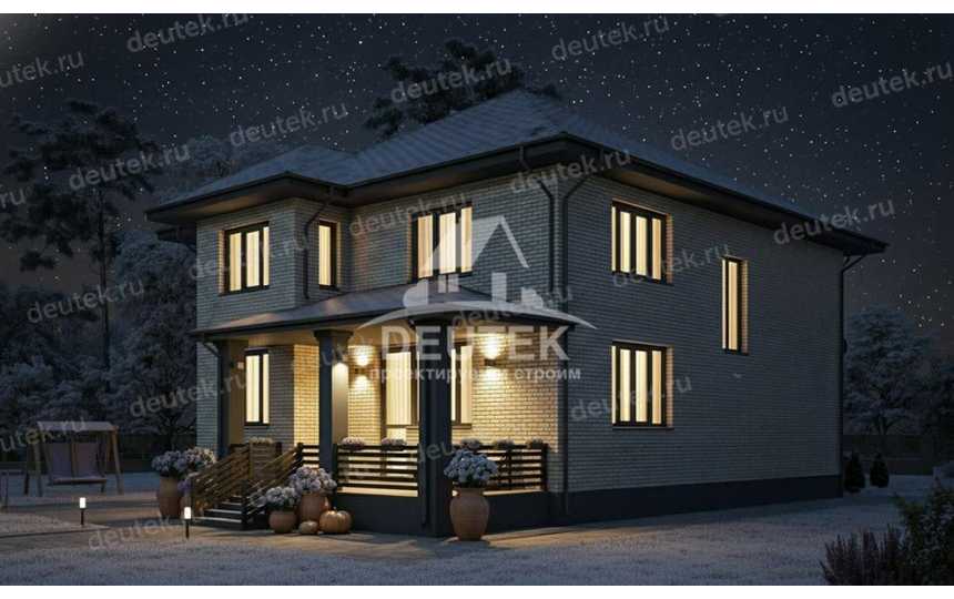 Проект двухэтажного дома 200,37 м² — 3 спальни, просторная кухня‑гостиная и терраса - LK-547