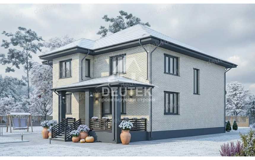 Проект двухэтажного дома 200,37 м² — 3 спальни, просторная кухня‑гостиная и терраса - LK-547